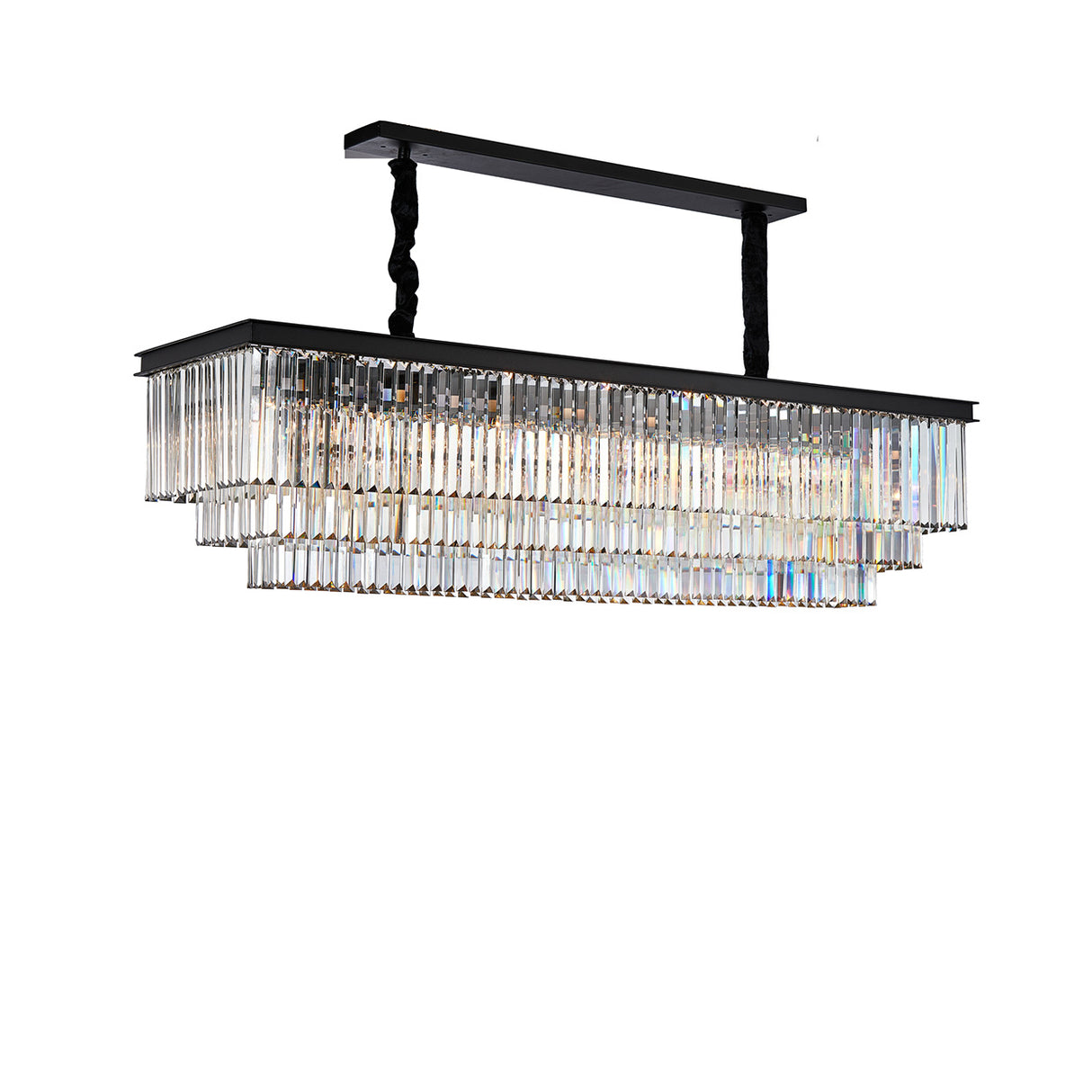 Allure 20-Light LED Chandelier – Black Rectangular Crystal Modern Lighting Fixture
