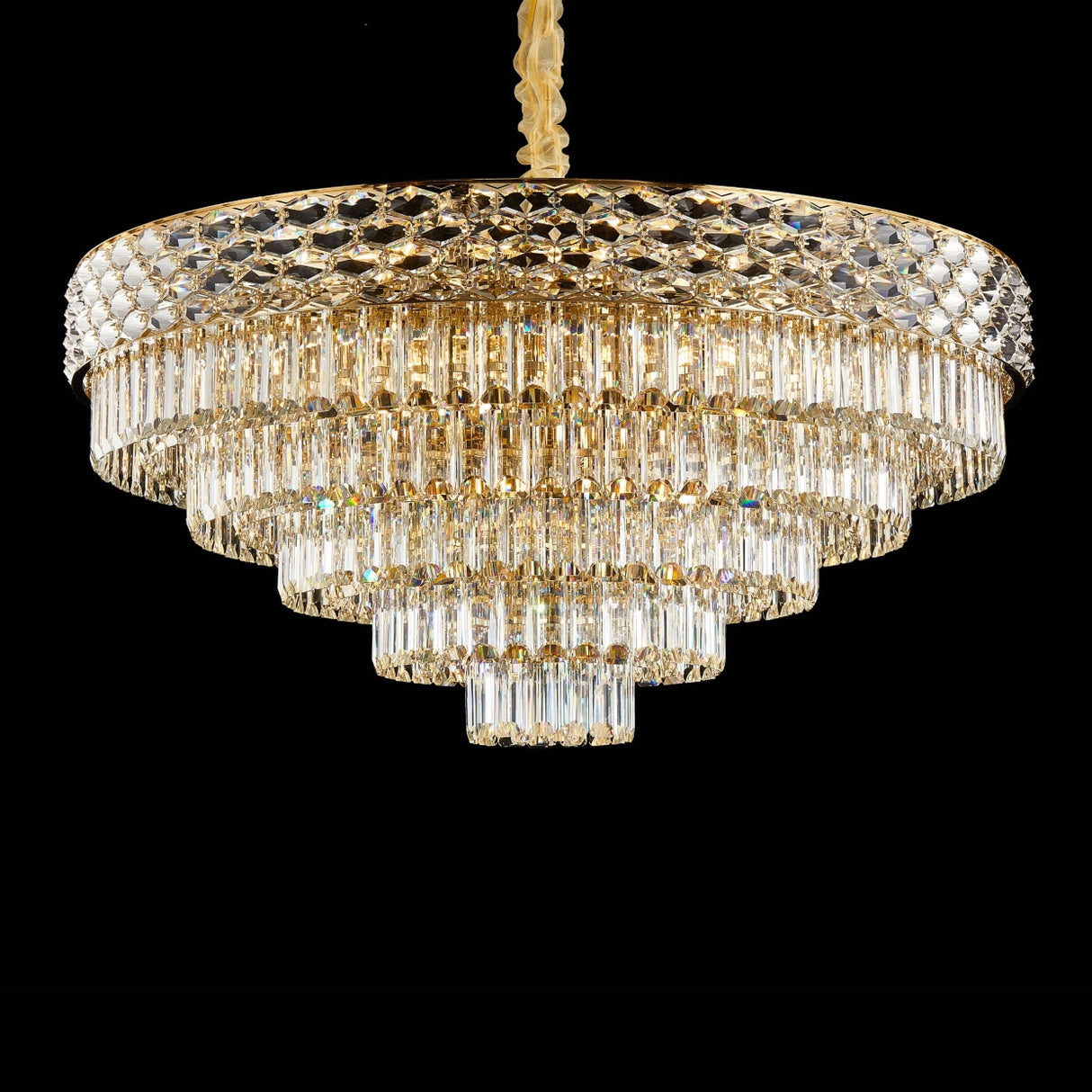 Aurelia 28-Light Chandelier – Gold Tiered Crystal Luxury Statement Fixture