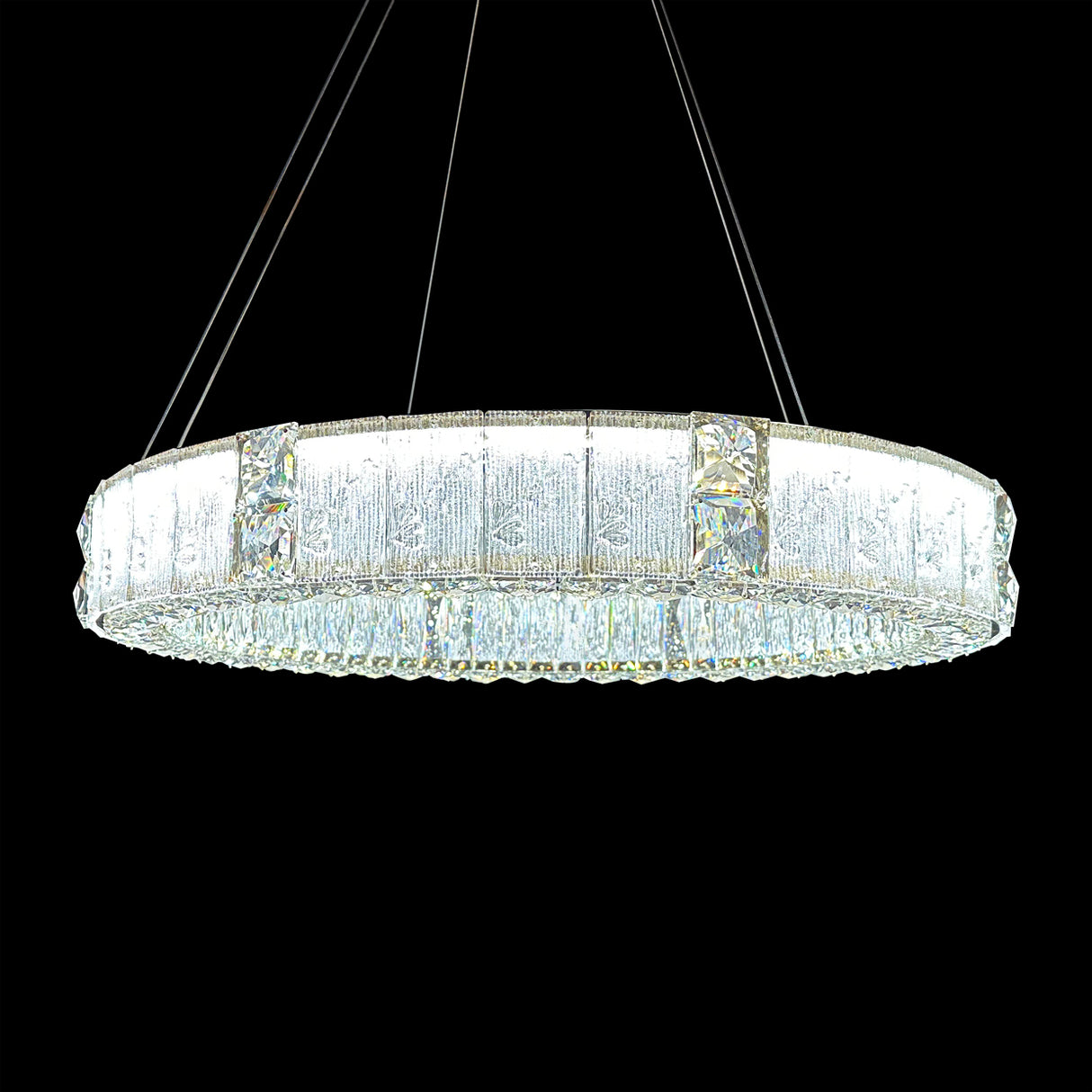 Mina Large Round LED Chandelier – Modern Sculptural Circular Lighting Fixture