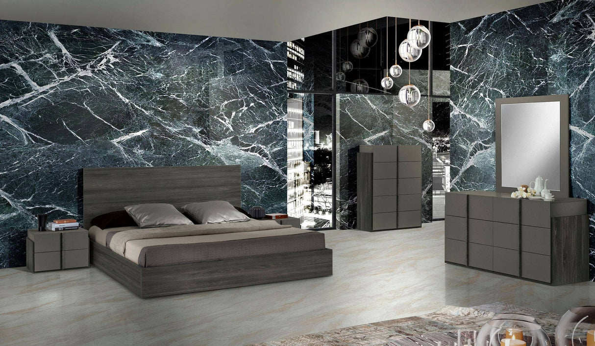 Lucia - Eastern King Italian Modern Matte Grey / Elm Grey Bed - View Image 1