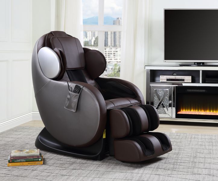 Acme - Pacari Massage Chair LV00569 Chocolate Synthetic Leather