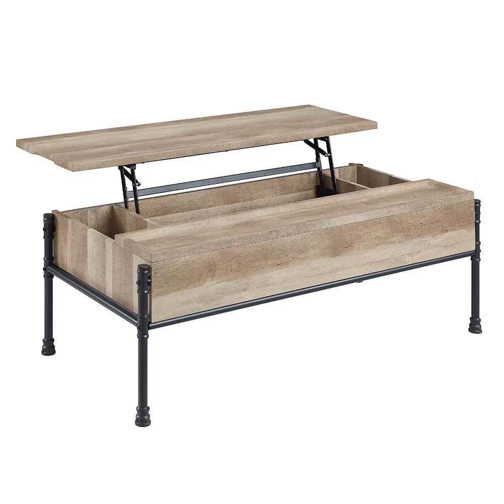 Brantley Coffee Table W/Lift Top LV00747 Oak & Sandy Black Finish | Acme | Home Elegance USA