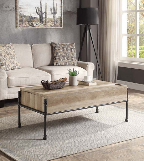 Brantley Coffee Table W/Lift Top LV00747 Oak & Sandy Black Finish | Acme | Home Elegance USA