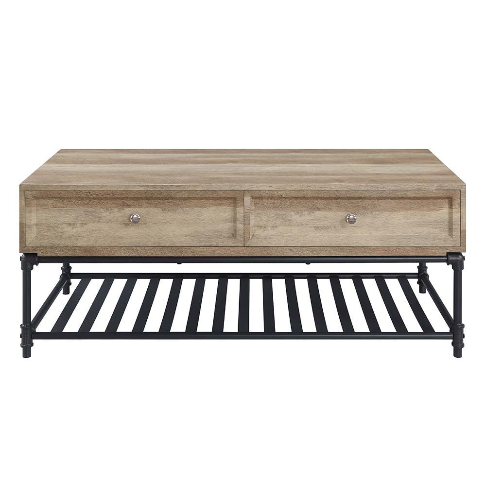 Brantley II Coffee Table LV00748 Oak & Sandy Black Finish | Acme | Home Elegance USA