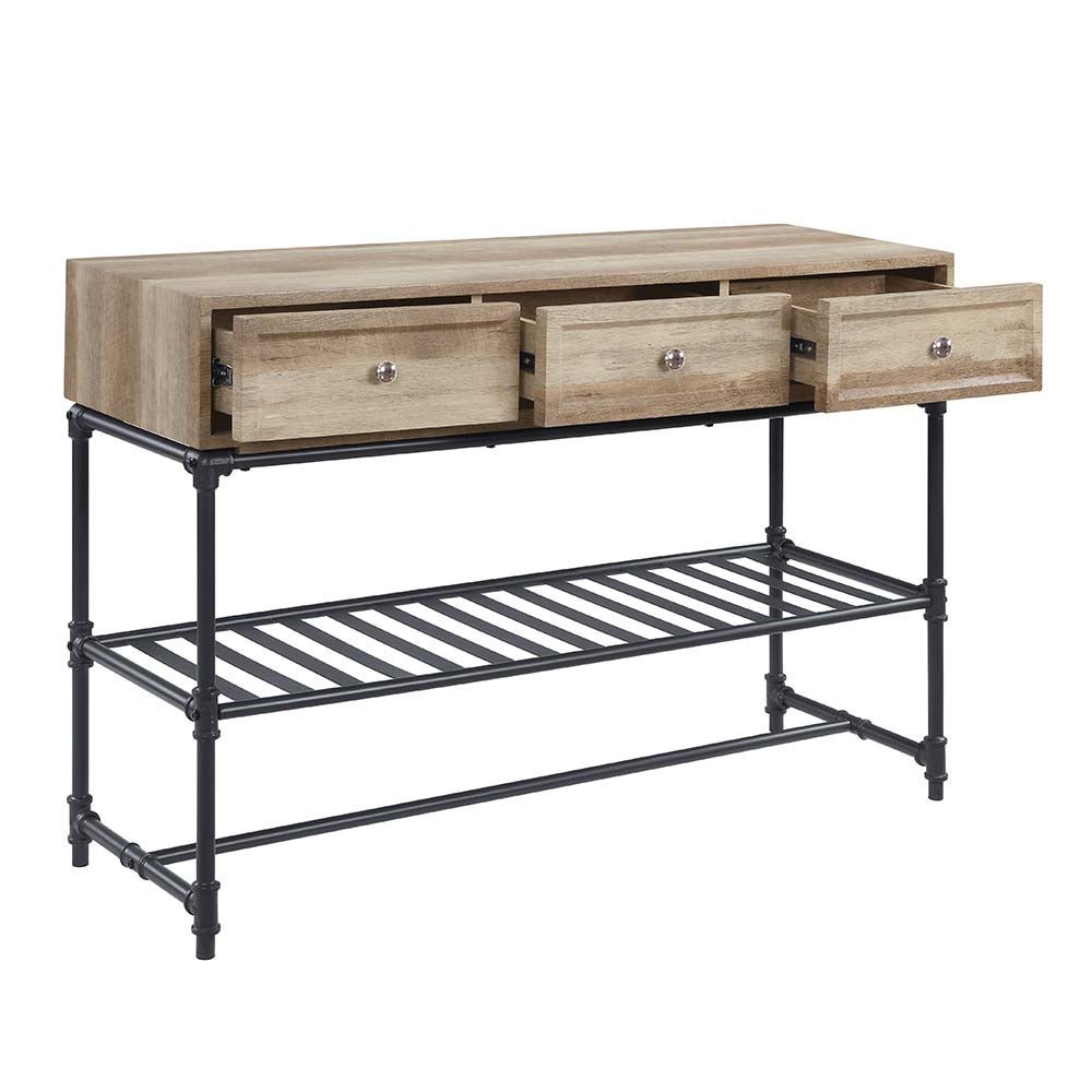 Brantley II Sofa Table LV00750 Oak & Sandy Black Finish | Acme | Home Elegance USA