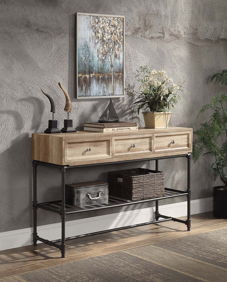 Brantley II Sofa Table LV00750 Oak & Sandy Black Finish | Acme | Home Elegance USA