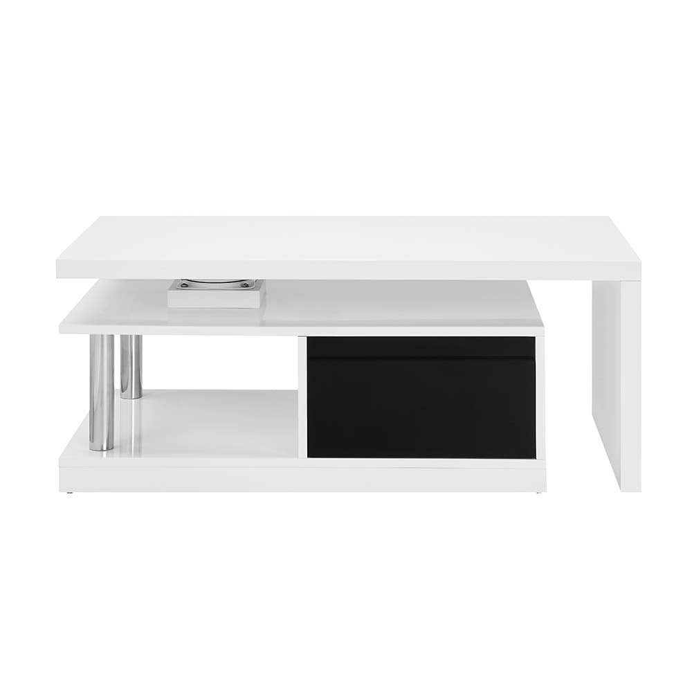 Buck II Coffee Table W/Swivel Top LV00997 White & Black High Gloss Finish | Acme | Home Elegance USA