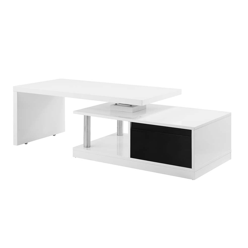 Buck II Coffee Table W/Swivel Top LV00997 White & Black High Gloss Finish | Acme | Home Elegance USA