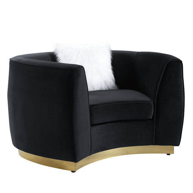 Achelle Chair W/Pillow LV01047 Black Velvet | Acme | Home Elegance USA