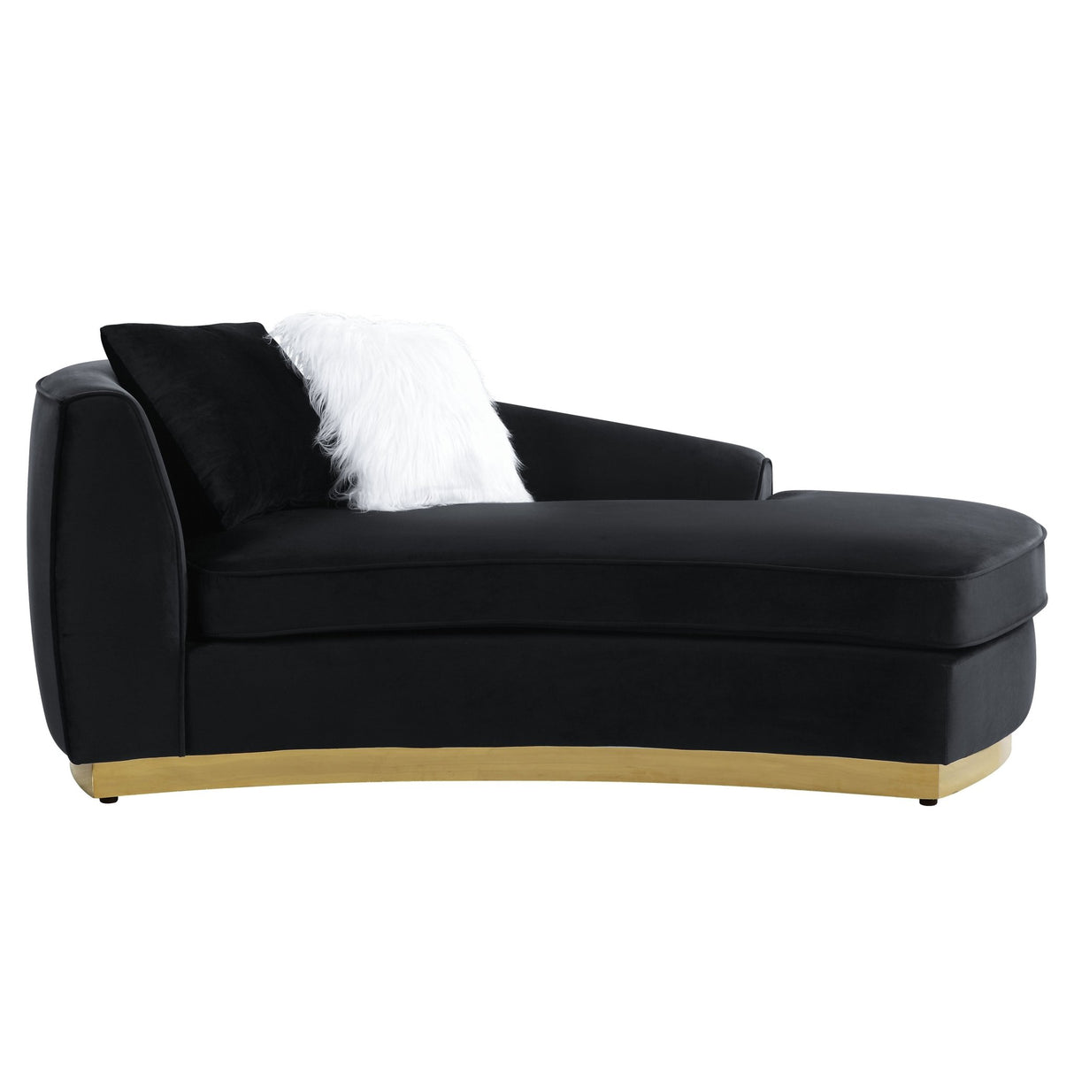 Achelle Chaise W/2 Pillows LV01048 Black Velvet | Acme | Home Elegance USA