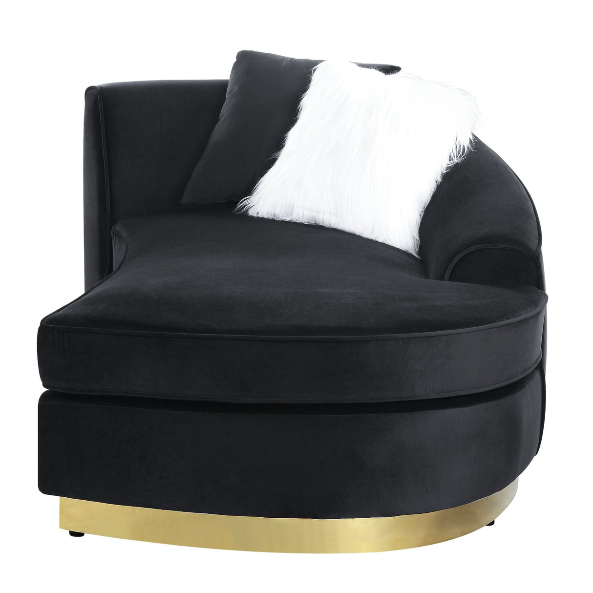 Achelle Chaise W/2 Pillows LV01048 Black Velvet | Acme | Home Elegance USA