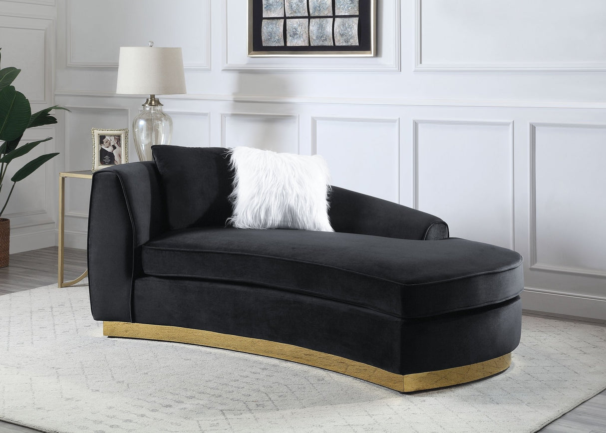 Achelle Chaise W/2 Pillows LV01048 Black Velvet | Acme | Home Elegance USA