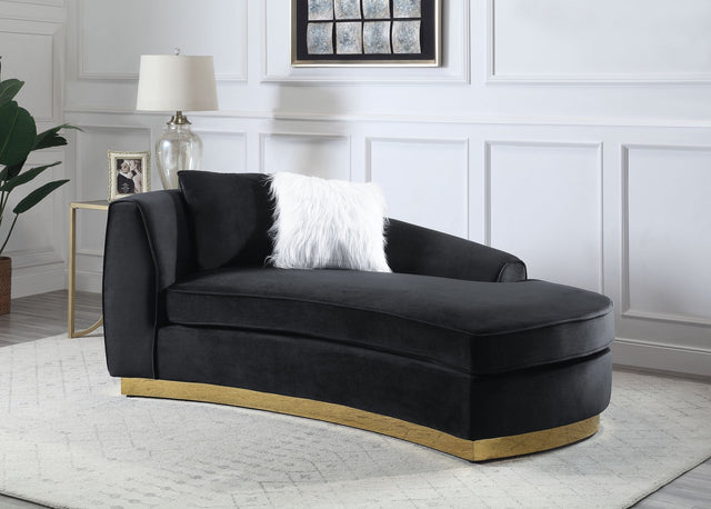 Achelle Chaise W/2 Pillows LV01048 Black Velvet | Acme | Home Elegance USA