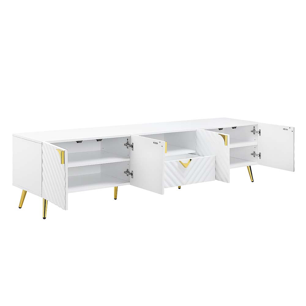 Acme - Gaines Tv Stand LV01138 White High Gloss Finish