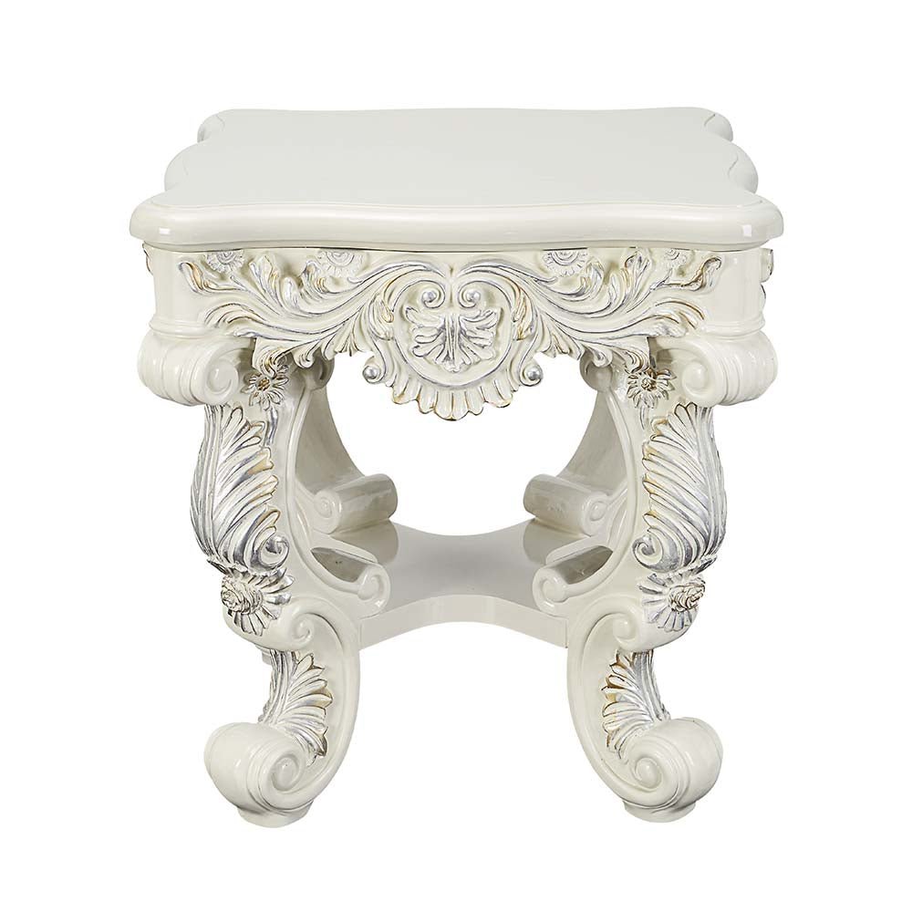 Adara End Table LV01218 Antique White Finish | Acme | Home Elegance USA