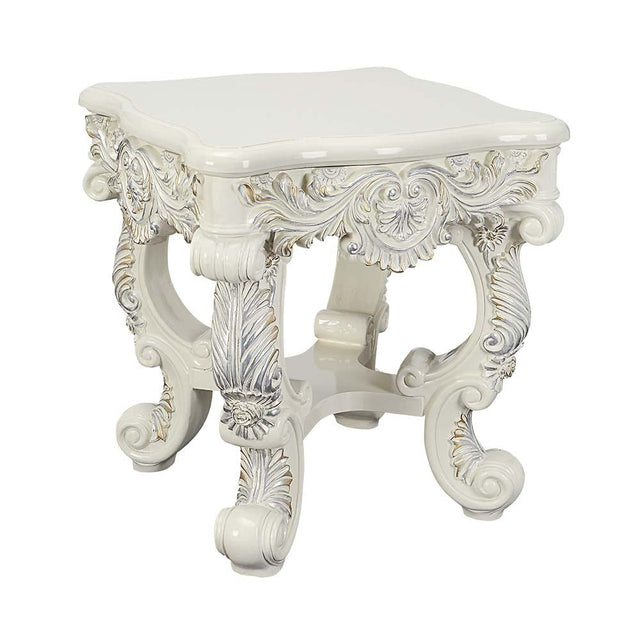 Adara End Table LV01218 Antique White Finish | Acme | Home Elegance USA