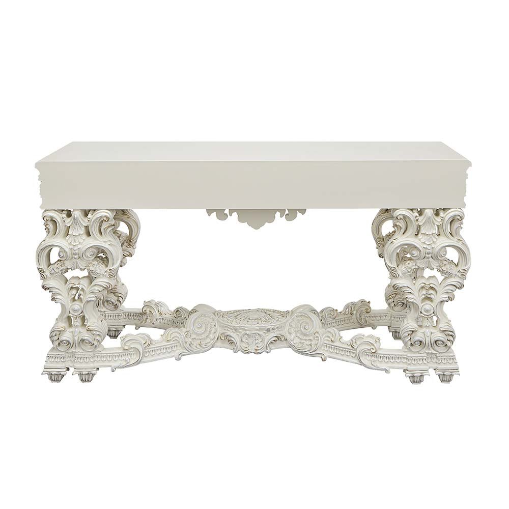 Adara Sofa Table LV01219 Antique White Finish | Acme | Home Elegance USA