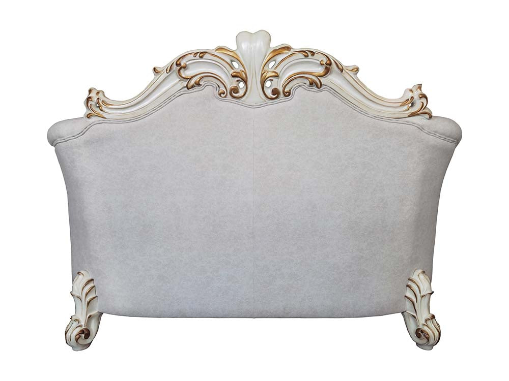 Acme - Vendome II Loveseat W/4 Pillows LV01330 Two Tone Ivory Fabric & Antique Pearl Finish