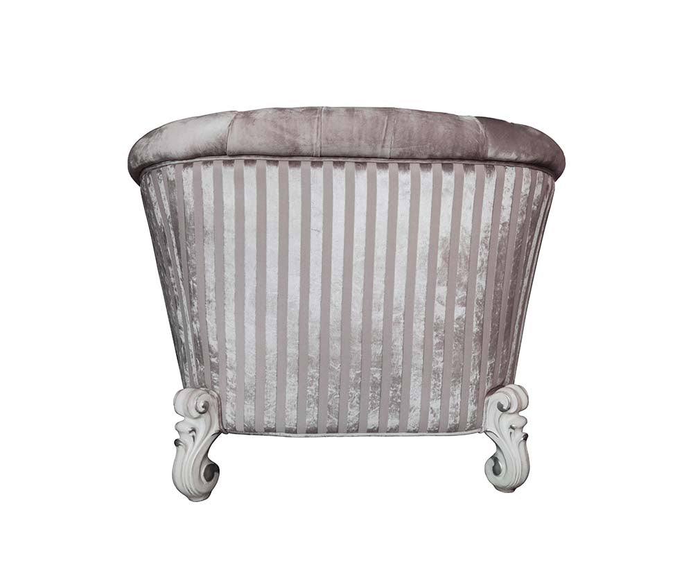 Acme - Versailles Chair W/2 Pillows LV01396 Ivory Fabric & Bone White Finish