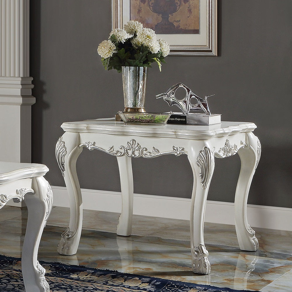 Acme - Dresden End Table LV01692 Bone White Finish