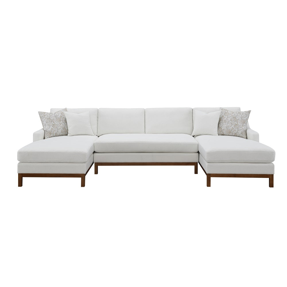 Acme - Valiant Sectional Sofa W/4 Pillows LV01881 Ivory Chenille