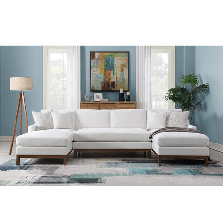 Acme - Valiant Sectional Sofa W/4 Pillows LV01881 Ivory Chenille