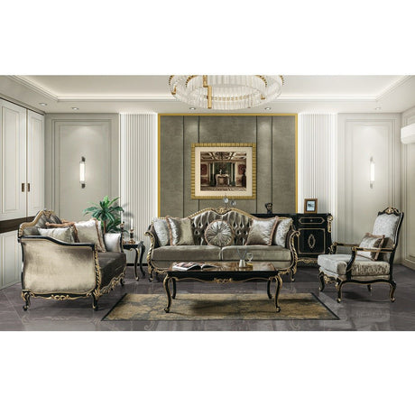 Betria Coffee Table LV01890 Engineered Stone Top, Gold & Black Finish | Acme | Home Elegance USA