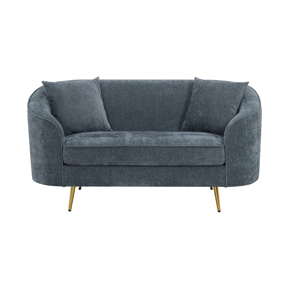 Acme - Nakendra Loveseat W/2 Pillows LV01921 Cobalt Gray Chenille