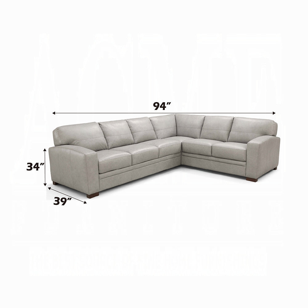 Goma Sectional Sofa W/Sleeper LV02195 Light Gray Top Grain Leather | Acme - Home Elegance USA
