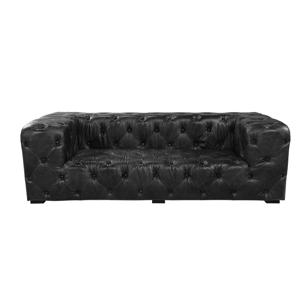 Brancaster Sofa LV02285 Black Top Grain Leather & Aluminum | Acme | Home Elegance USA