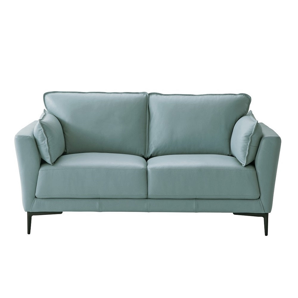 Acme - Mesut Loveseat LV02388 Sage Green Top Grain Leather & Black Finish