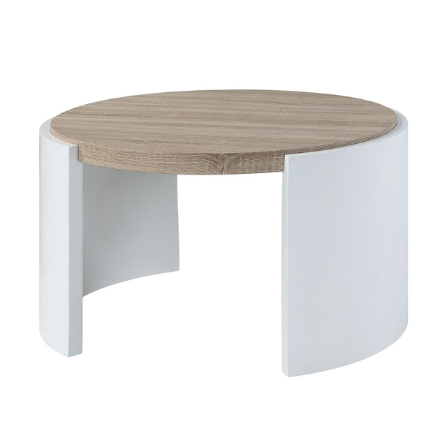 Acme - Zoma Coffee Table LV02414 Oak & White High Gloss Finish