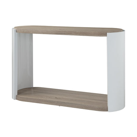 Acme - Zoma Sofa Table LV02416 Oak & White High Gloss Finish