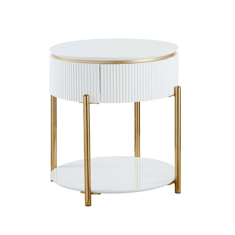 Daveigh End Table LV02465 White High Gloss & Gold Finish | Acme | Home Elegance USA