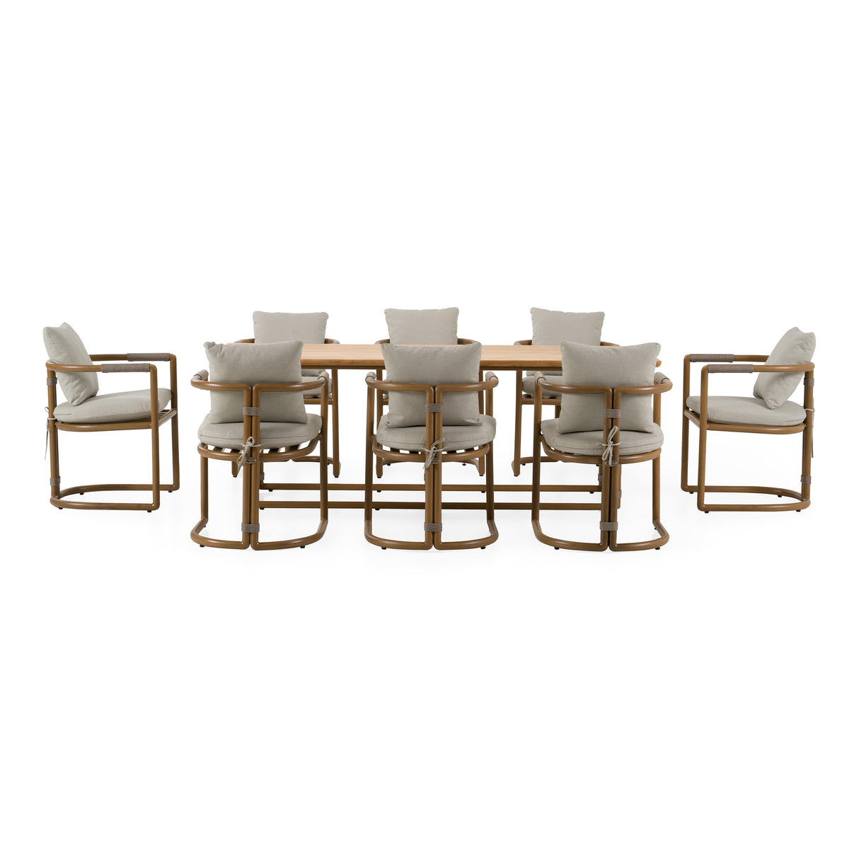 Malta - Outdoor Light Grey + Teak Dining Set - View Image 1