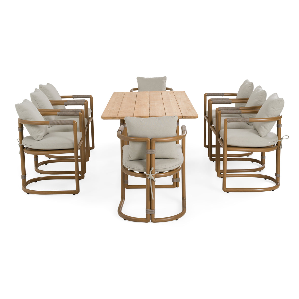 Malta - Outdoor Light Grey + Teak Dining Set - View Image 1