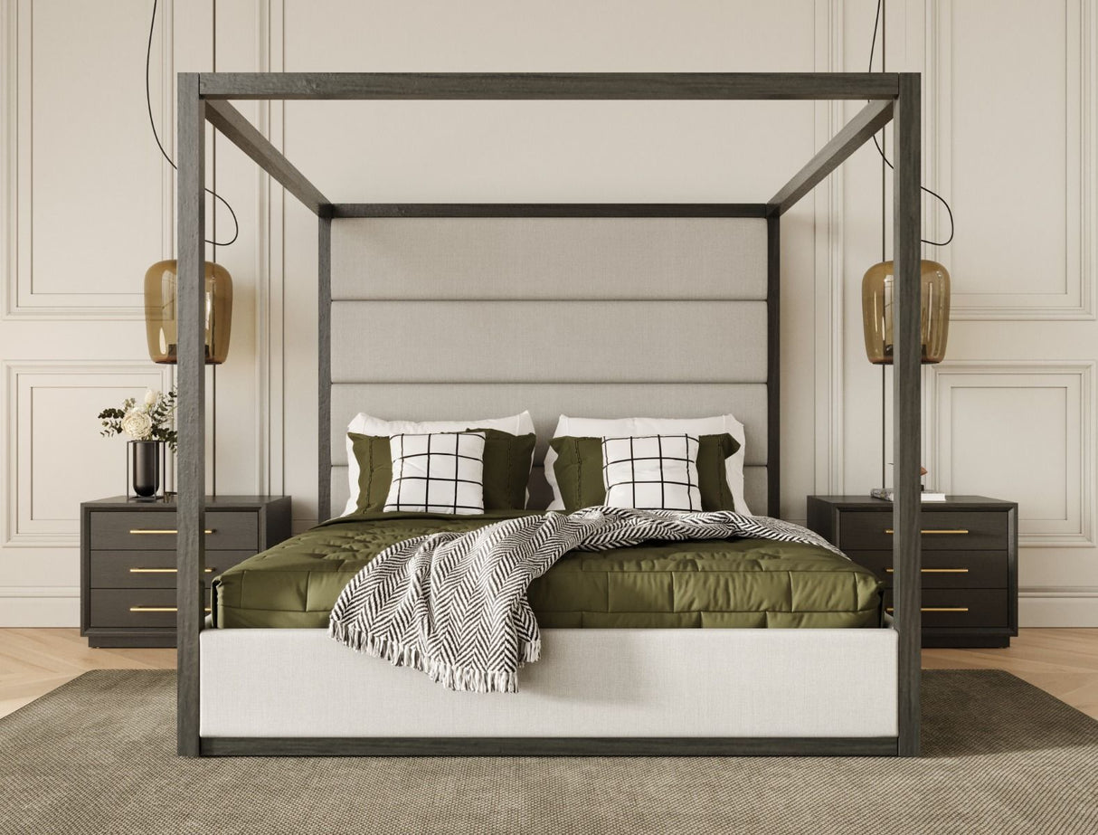 Manhattan Contemporary Canopy Bedroom Set Wash Grey – Modrest - Home Elegance USA
