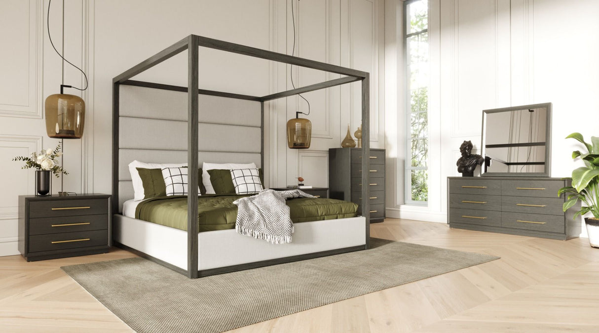 Manhattan Contemporary Canopy Bedroom Set Wash Grey – Modrest - Home Elegance USA