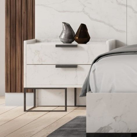 Nova Domus Marbella Italian Modern White Marble Bed Set Vgacmarbella-Set-Wht