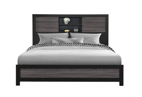 Lisbon Grey/Black Bookcase King Bed | Global - Home Elegance USA