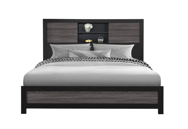 Lisbon Grey/Black Bookcase King Bed | Global - Home Elegance USA