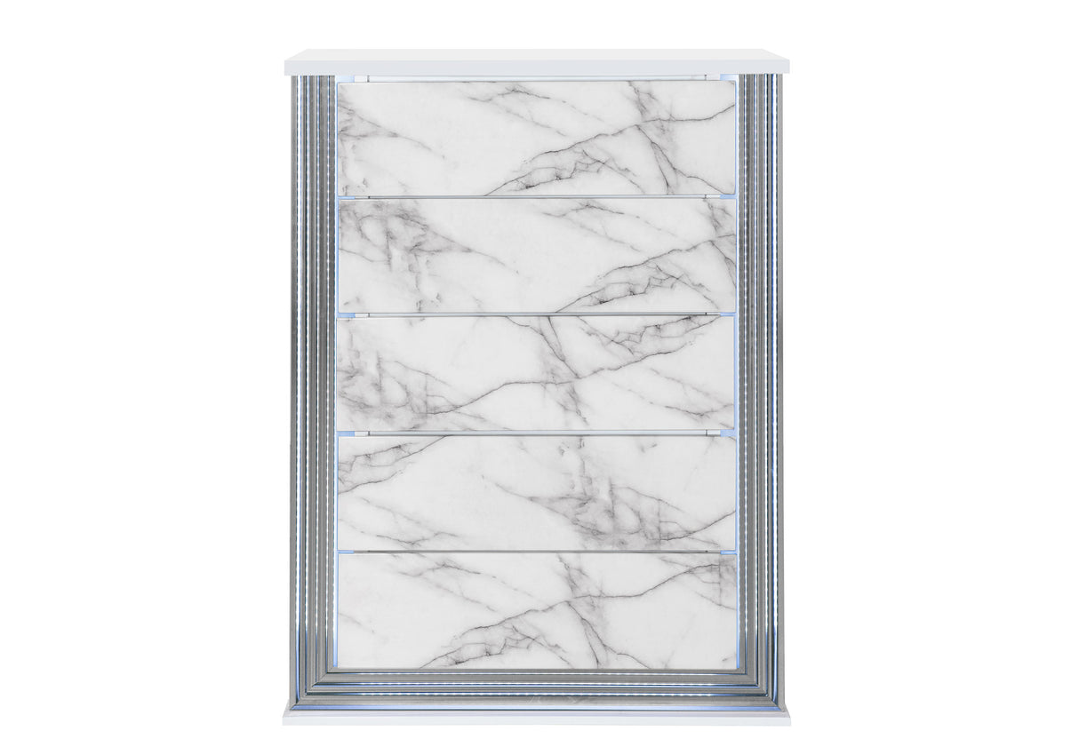 Ylime White Marble Chest With Led | Global