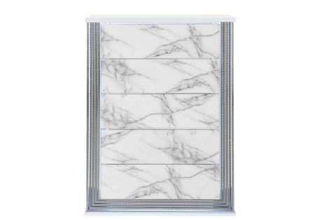 Ylime White Marble Chest With Led | Global