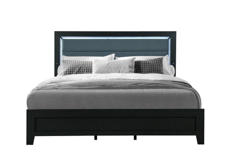 Reid Black King Bed With Led | Global