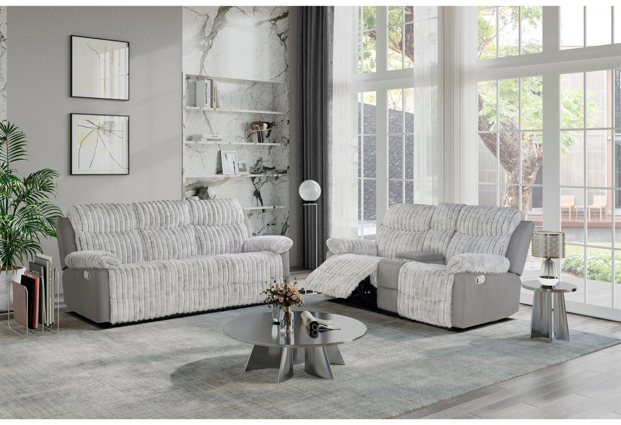U6028 Grey Reclining Sofa and Console Reclining Loveseat | Global Furniture - sold by Home Elegance USA