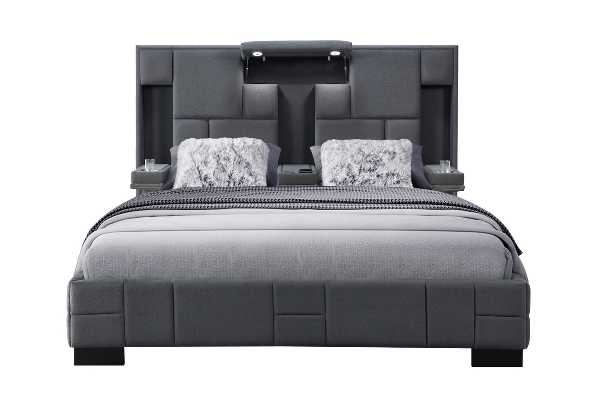 Oscar Dark Grey 8 Queen Bed No Wood Trim | Global Furniture USA