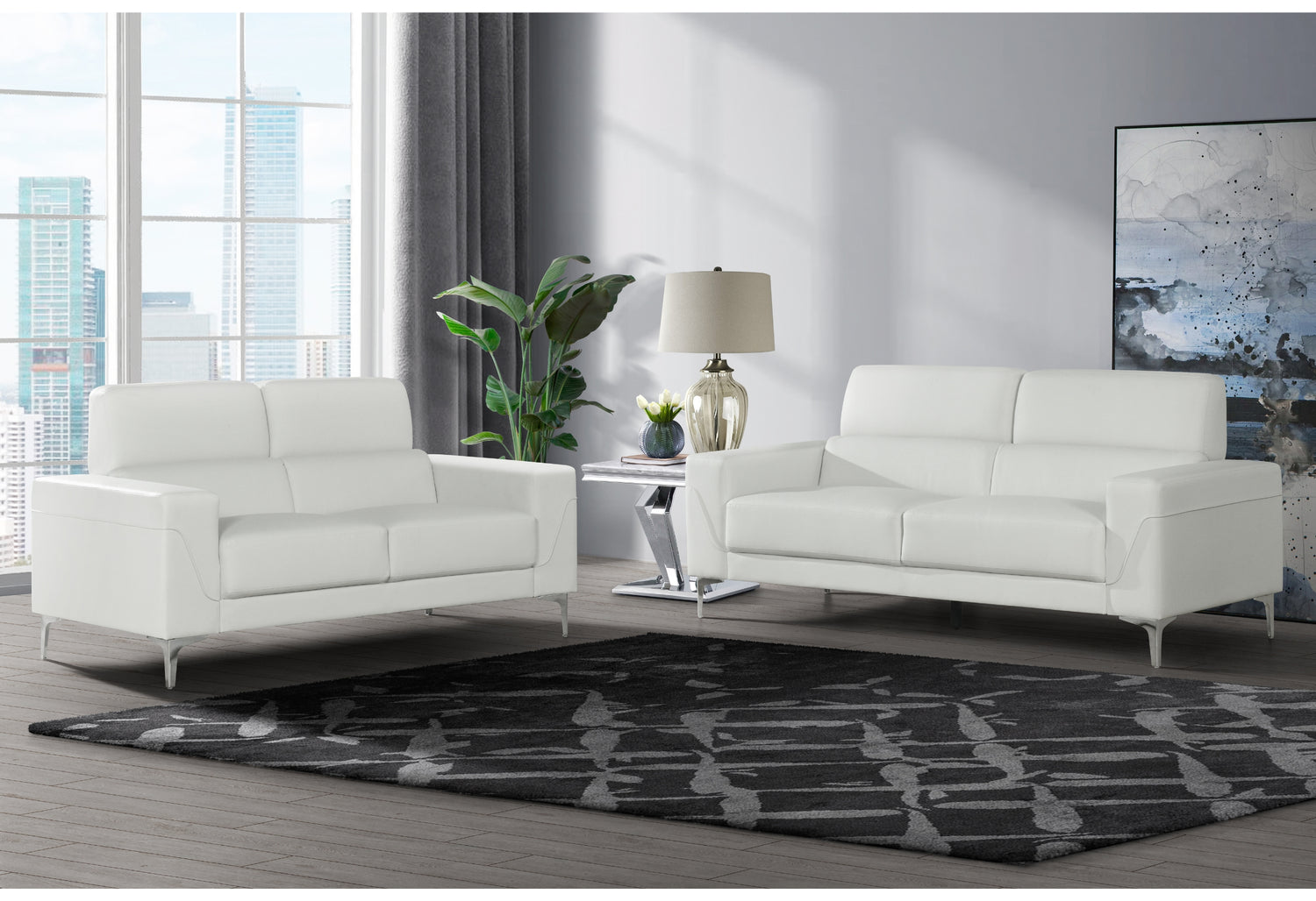 U6109 White Loveseat  | Global Furniture USA
