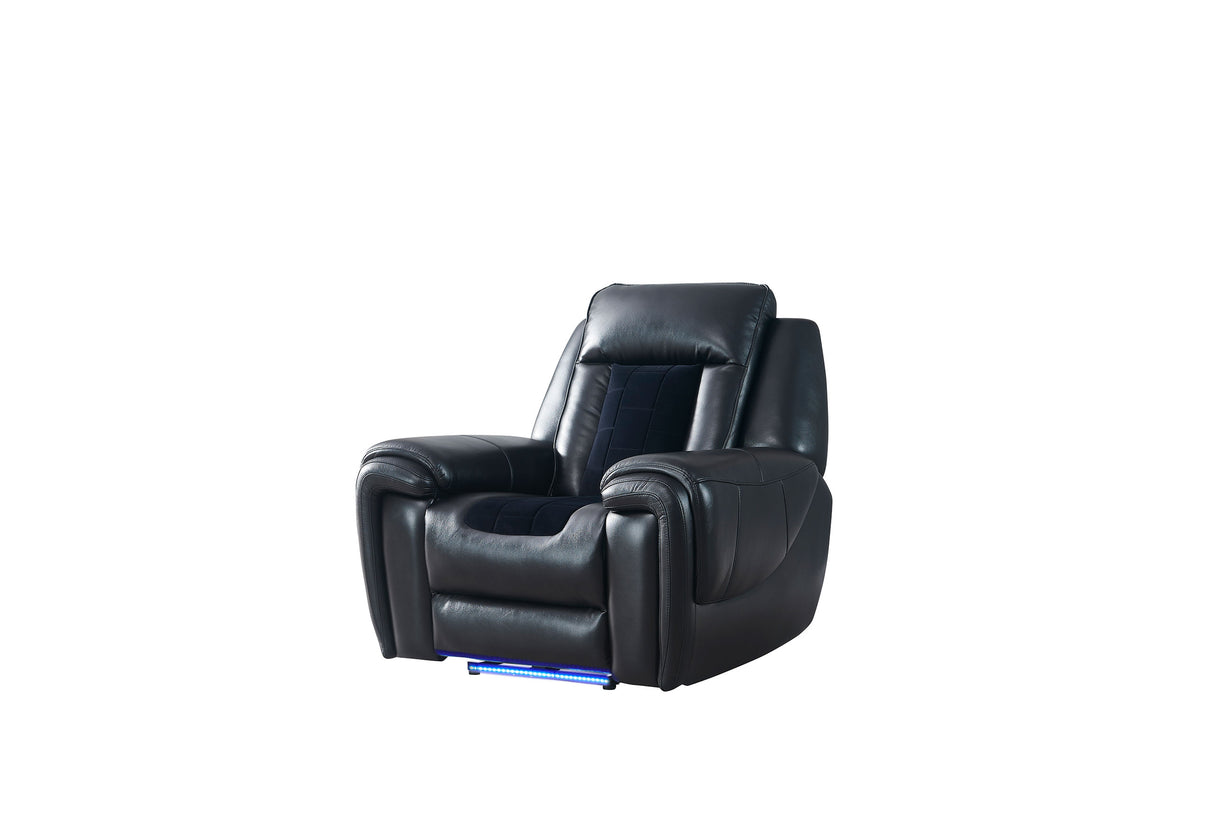 U0700 Blanche Black/Velvet Power Recliner With Led | Global Furniture USA