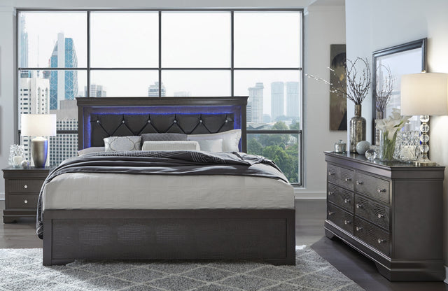 Pompei Metallic Grey Queen Bed In A Box | Global - Home Elegance USA