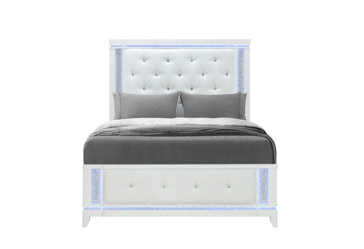 Alina White Full Bed With Led | Global